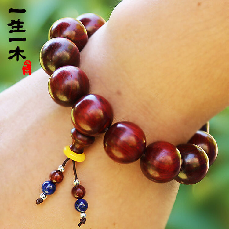 紫檀情侣手链一对男士木珠檀木女男印度红木小叶檀加配饰佛珠木质手珠