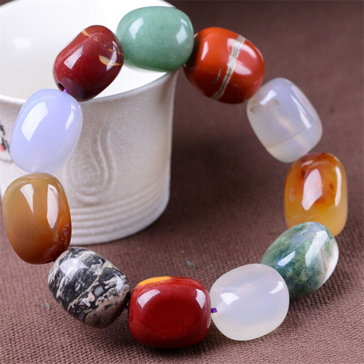 可峰 玛瑙手链多宝石手链多彩文玩多宝男女手串