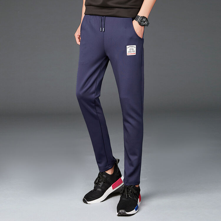 2017秋季休闲裤男修身黑色长裤子青年运动束脚卫裤小脚裤 藏青色 3xl