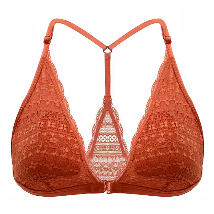 维多利亚的秘密 victorias secret 女士橘红色性感蕾丝前开扣文胸