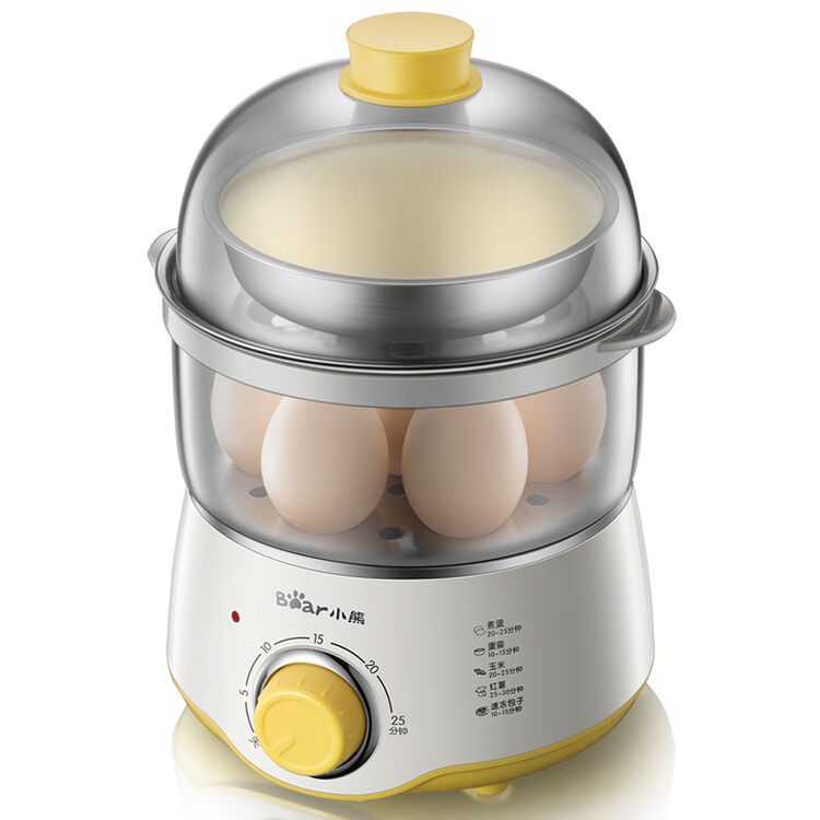 小熊(bear) 煮蛋器 双层不锈钢家用蒸蛋器 定时早餐机zdq-a07u1 白色