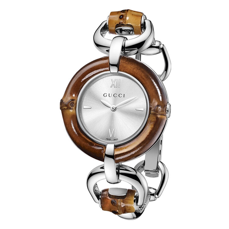 古驰gucci 石英女表 时尚个性精钢竹节结合表带腕表手表 女表 ya