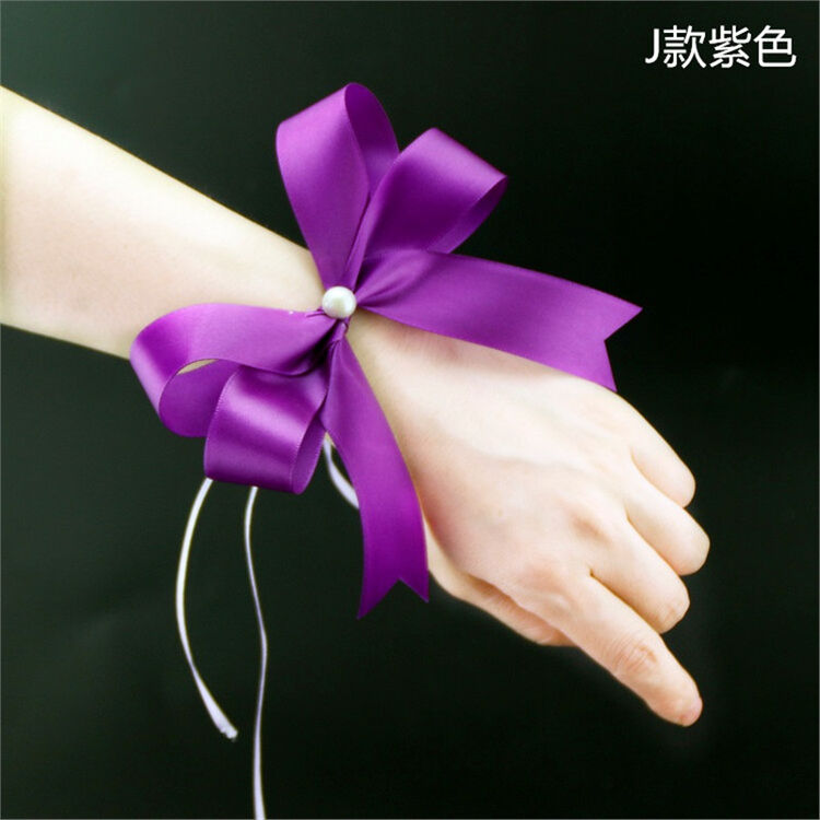 结婚新娘手腕花伴娘姐妹手腕花 儿童跳舞手腕花舞蹈手花 紫色j款如需