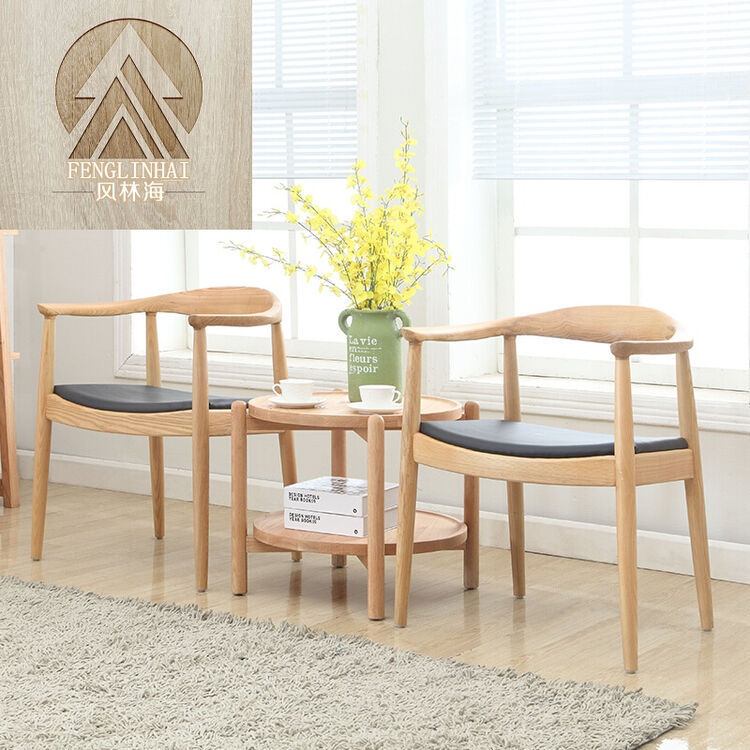 风林海水曲柳实木餐椅实木会议椅北欧日式风格家具 水曲柳
