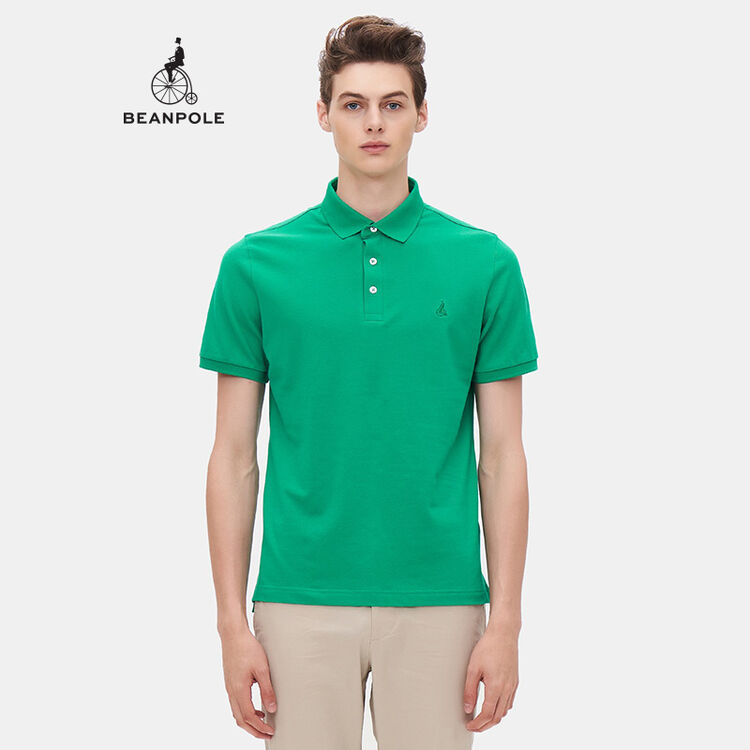 beanpole滨波 韩国三星男士皮马棉短袖圆领纯色t恤 bc7542a80 绿色