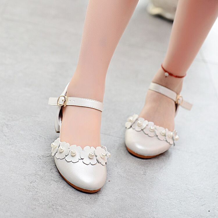 小学生女孩跳舞练功鞋女童中跟软底儿童舞蹈鞋 白色 36