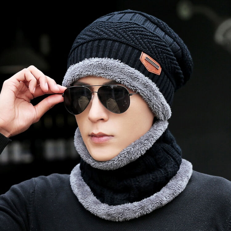 帽子男冬天时尚潮韩版百搭黑色加厚保暖棉帽青年秋冬季男士毛线帽