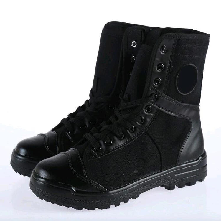 骏瑶户外军迷高帮作训鞋黑色训练鞋男士武警训练战术登山作战靴 黑色