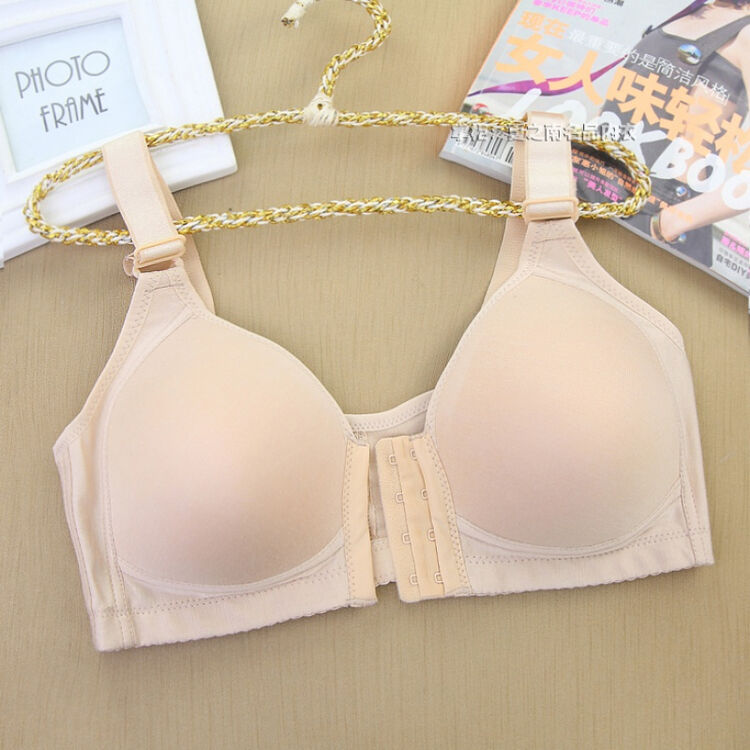 大码内衣文胸胖mm大胸显小罩杯无钢圈薄款哺乳聚拢妈妈胸罩 肤色 75c