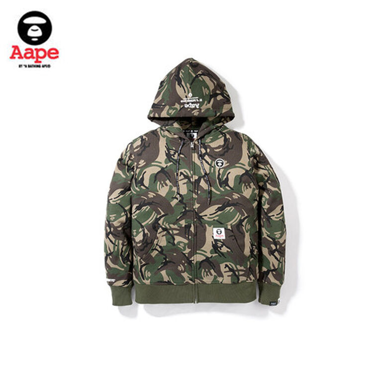 aape 男装 秋冬 简约 迷彩 连帽 卫衣 外套 3328 迷彩绿 m