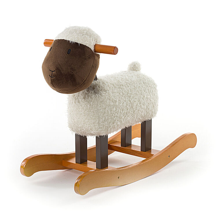 哈喜屋具兰姆羊实木摇马木马儿童摇摇马玩具摇摇椅礼物 白色