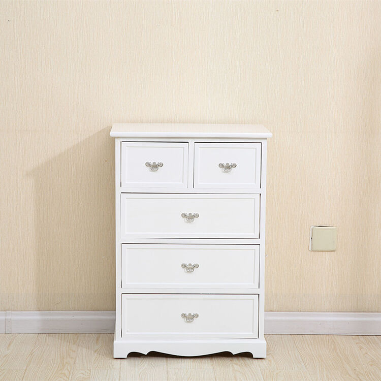 现代简约5层斗柜抽屉式夹缝实木客厅收纳柜整理白色储物柜田园 五斗柜