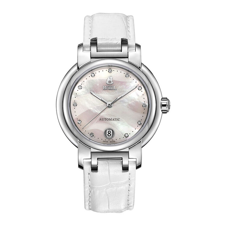 依波路(ernest borel)传奇系列女士瑞士手表时尚圆形钢表带腕表天然