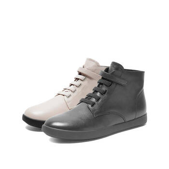 teenmix/天美意2019冬新款商场同款牛皮休闲平底短靴女英伦系带皮靴