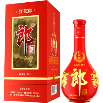 郎酒紅花郎紅十第四代紅花郎53度醬香型白酒500ml單瓶裝