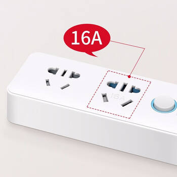 插座16a德力西五孔一位总控接线拖线排插