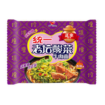 统一 方便面 老坛酸菜牛肉味面 五连包 *2件