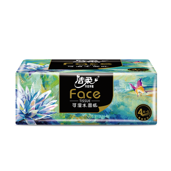 洁柔抽纸face艺术油画纸巾4层80抽18包可湿水面巾纸卫生餐巾面巾纸抽