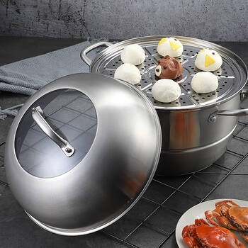加厚复底家用厨房3034cm电磁炉通用蒸煮两用锅30cm二层蒸锅mcz196
