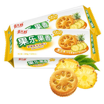 嘉士利零食饼干果乐果香早餐果酱夹心饼干凤梨味205g袋3件