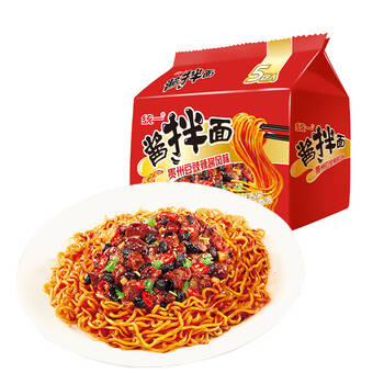 统一酱拌面贵州豆豉辣酱干拌面真香辣椒酱方便面泡面袋装5连包2件