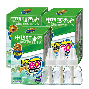 超威(superb) 电热蚊香液 驱蚊灭蚊防蚊液 雨后薄荷香型 3瓶补充装 *2