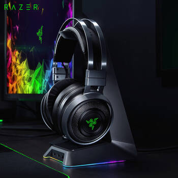 雷蛇(razer)nari影鲛终级版 超感头戴式无线游戏耳机 双模连接 thx