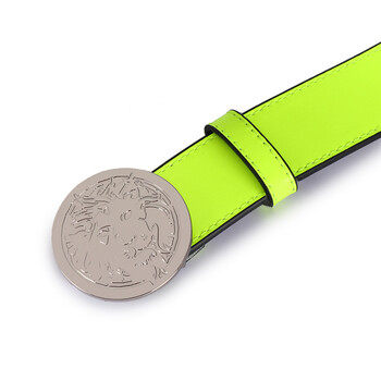 范瑟丝 versace versus 奢侈品 18春夏新款 男士荧光绿色皮革板扣皮带