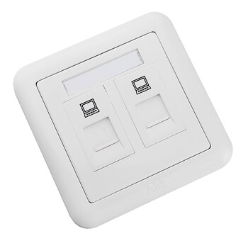 abb开关插座面板 弱电双电脑插座 网线插座 德静白色 aj332