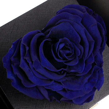 para ella巨型心形永生花礼盒深蓝色玫瑰花礼盒鲜花七夕情人节纪念日