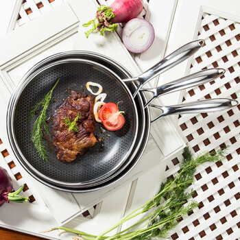 momscook 不锈钢平底锅 不粘煎锅不粘锅涂层锅26cm