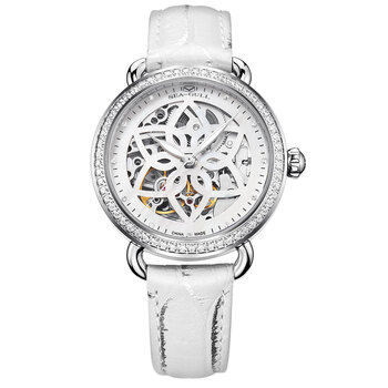 海鸥(seagull)手表 时尚潮流钟表镂空白色贝母盘女士腕表自动机械女表