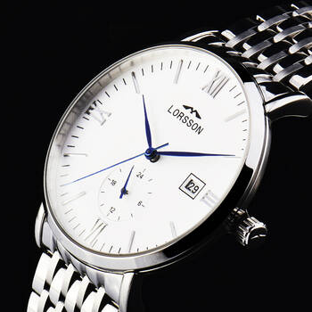 手表dawn系列罗臣钢带罗马蓝针银钢腕表