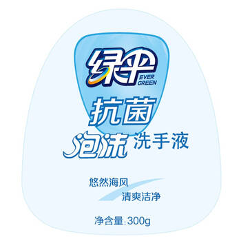 绿伞抗菌泡沫洗手液300g瓶滋润护肤易冲洗2件