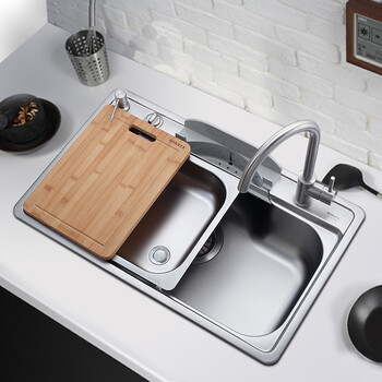 舒耐特台控水槽304不锈钢大单槽套餐3110 配7003龙头 798*498*210