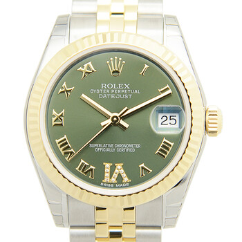 劳力士 rolex 女装日志型 自动机械女表 绿色表盘 罗马字刻度 vi镶钻