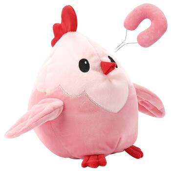 枕头护颈枕 儿童卡通软枕抱枕 旅行睡觉枕头 毛绒玩具 5242 粉色鸡仔