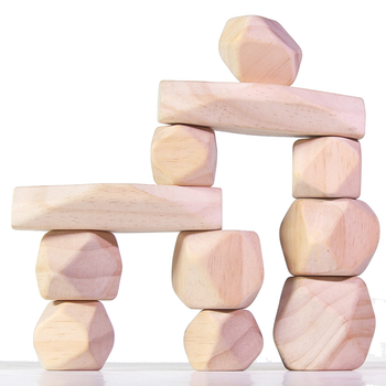 木玩世家 爱木积木木制 大块叠石层层叠游戏创意进口木制玩具 设计师