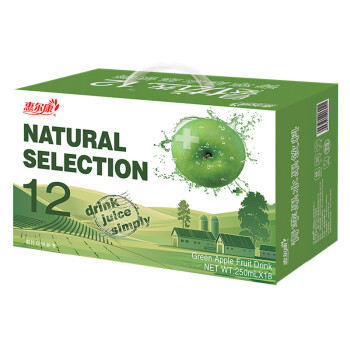 惠尔康 果汁饮料 自然优选青苹果水果饮料250ml*18盒 *2个