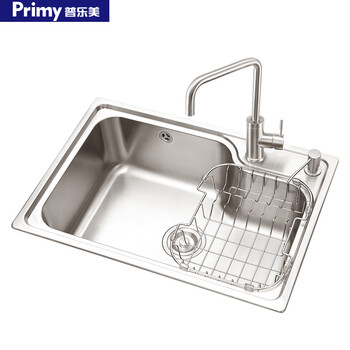 普乐美(primy) 水槽单槽 洗菜盆洗碗槽 304不锈钢方槽 厨房水槽套餐