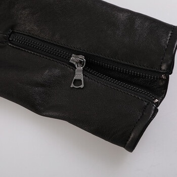 ehe男装 春秋防风皮衣男新款抛光拉链立领防风皮夹克66111173001 黑色