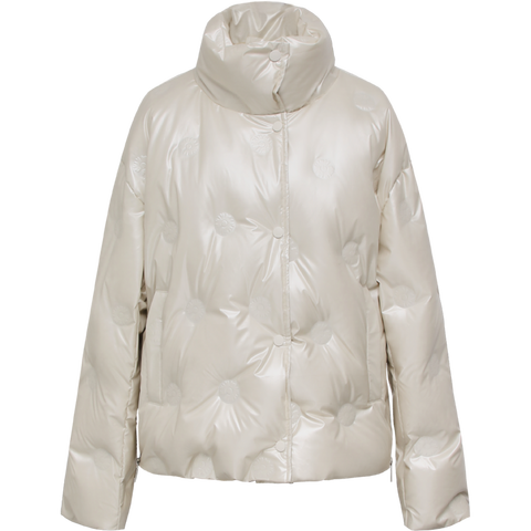 对白 小雏菊亮面羽绒服