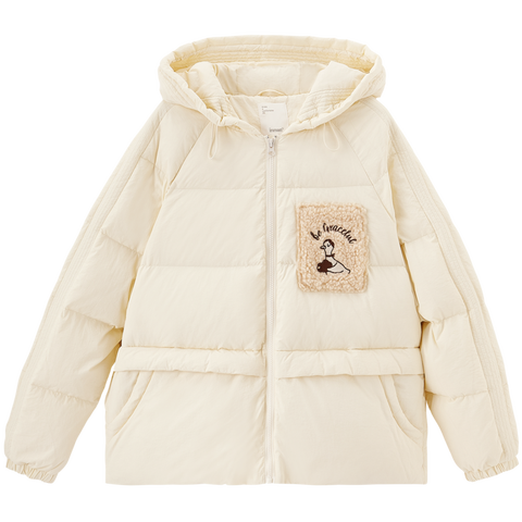 茵曼 防风白鸭绒羽绒服