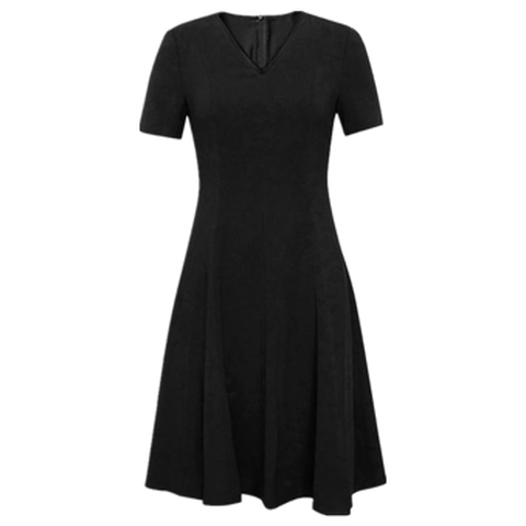 哥弟V领高腰连衣裙