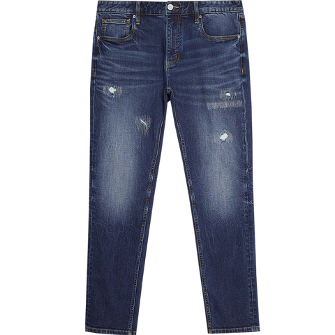 卡宾深蓝破洞牛仔裤