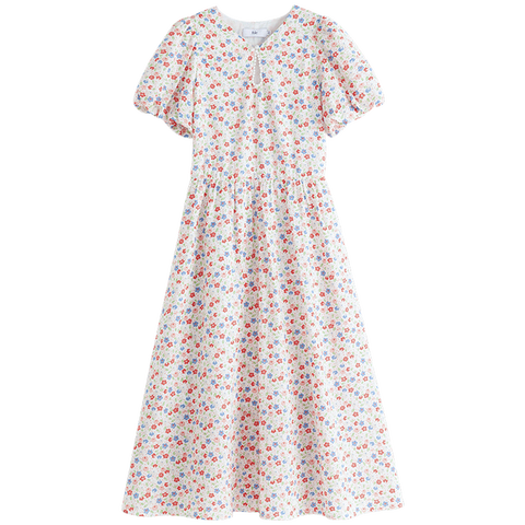 范思蓝恩法式碎花连衣裙