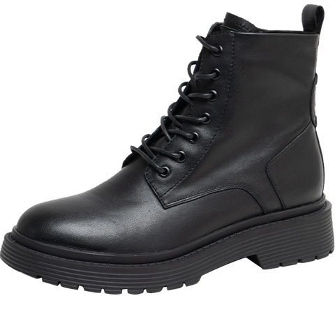 百思图圆头厚底马丁靴