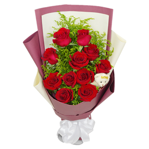来一客11朵红玫瑰花束