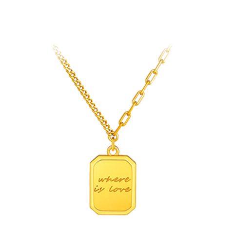 六福珠宝 小方牌项链