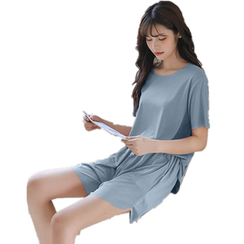 浪莎冰丝雾霾蓝两件套